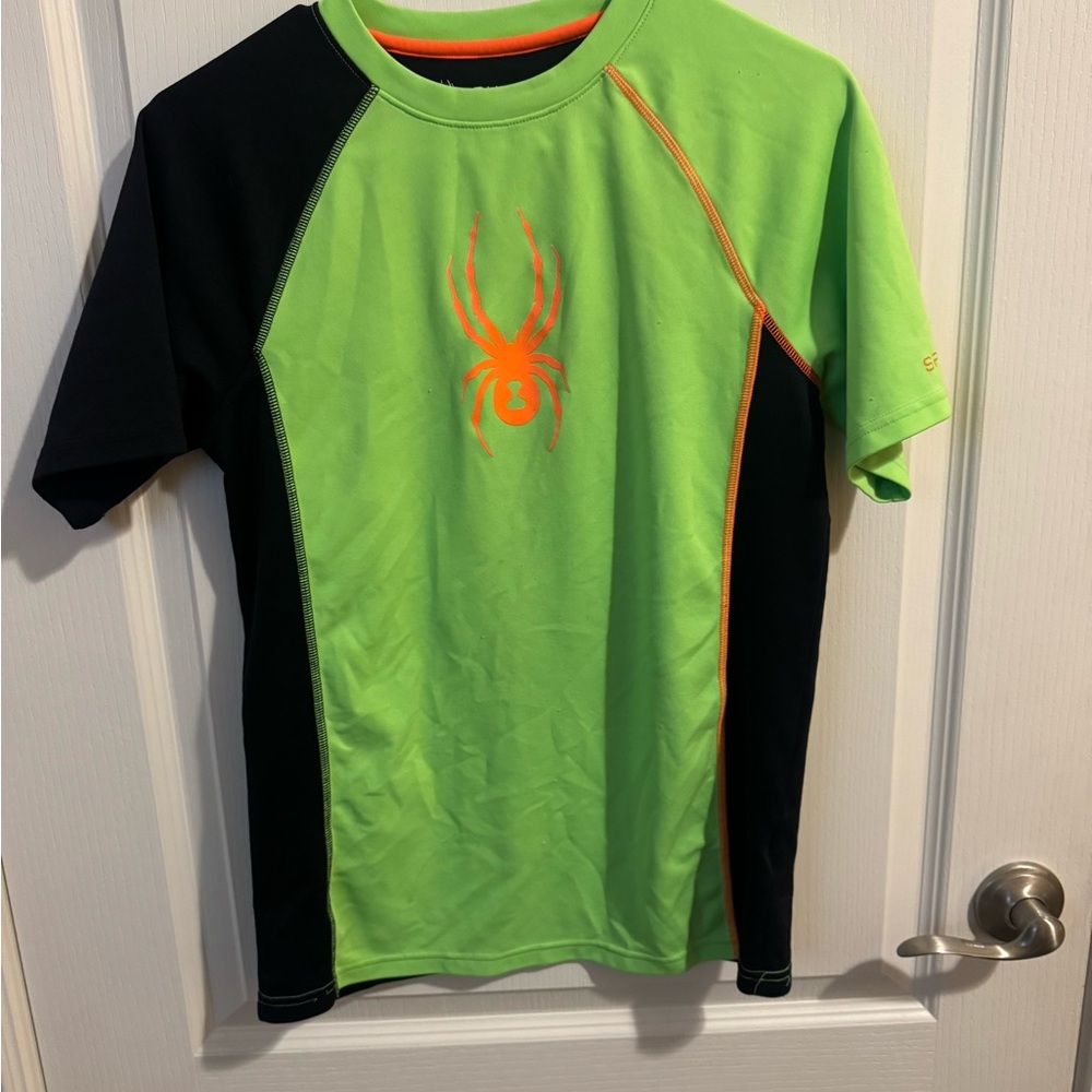 Spyder Kids Neon Green and Black Rashguard
